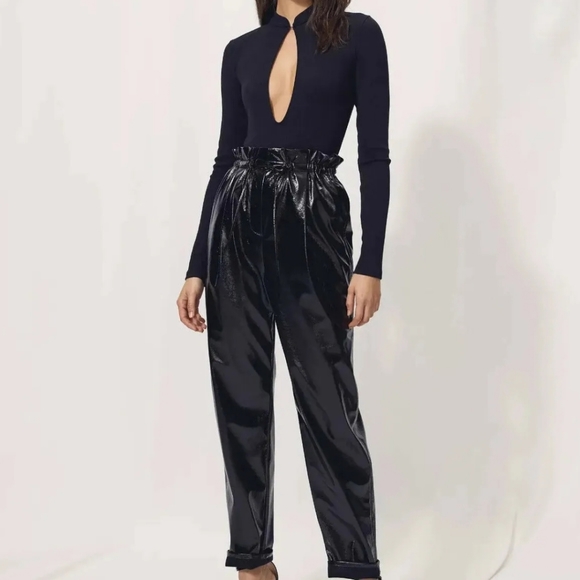 🌞 Aritzia Wilfred Jive Pant Faux Vegan Leather Pants High-rise Gathered Waist S - Picture 5 of 10